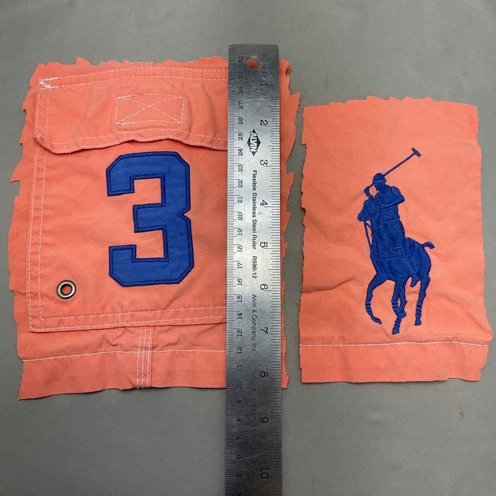 Polo Ralph Lauren Fabric Scraps OS Orange Good Big Pony 3 Logo Pocket Remnants